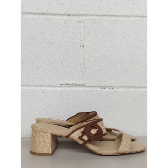 new Jack Rogers callie block heel straw beach brown sandal sz10 strappy buckle - Picture 4 of 7